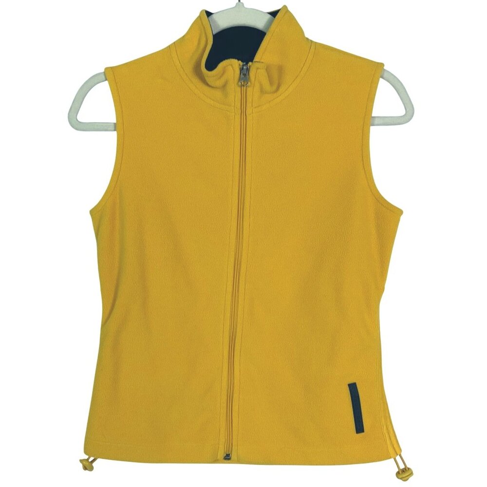 Abercrombie and Fitch Yellow Zipper Fleece Vest, Women's Small, 100% Polyester